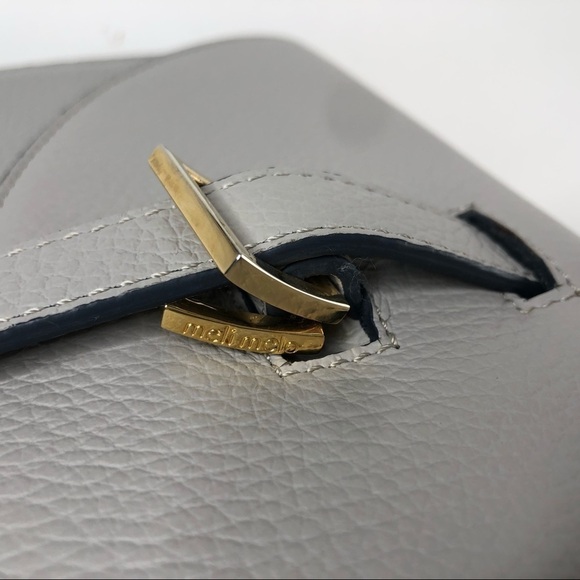 Rare Meli Melo Thela Prep Spex Pebbled Leather Light Stone Grey Shoulder Purse - Picture 12 of 16